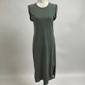 Theory Muscle P Maxi Dress Green Pima Cotton Sleeveless Tee Dress Women’s M